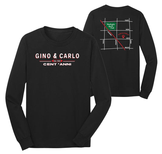 Gino & Carlo Cent 'Anni long sleeve shirt in black front and back